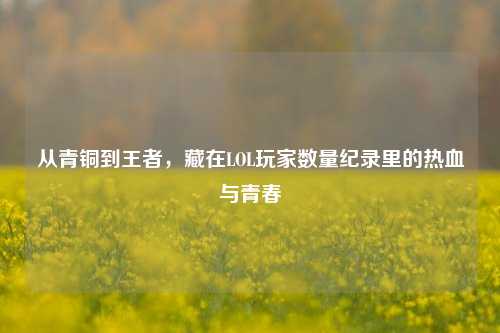 从青铜到王者,藏在LOL玩家数量纪录里的热血与青春