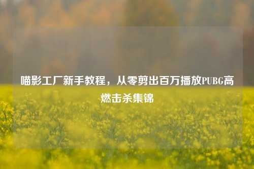 喵影工厂新手教程，从零剪出百万播放PUBG高燃击杀集锦