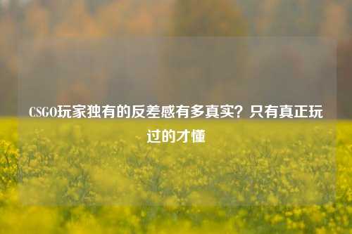 CSGO玩家独有的反差感有多真实?只有真正玩过的才懂
