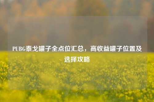 PUBG泰戈罐子全点位汇总，高收益罐子位置及选择攻略