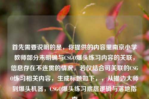 首先需要说明的是，你提供的内容里南京小学教师部分未明确与CSGO爆头练习内容的关联，信息存在不连贯的情况，若仅结合可关联的CSGO练习相关内容，生成标题如下，，从描边大师到爆头机器，CSGO爆头练习底层逻辑与落地指南