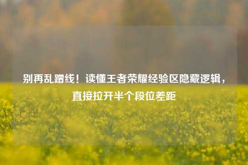 别再乱蹭线！读懂王者荣耀经验区隐藏逻辑，直接拉开半个段位差距