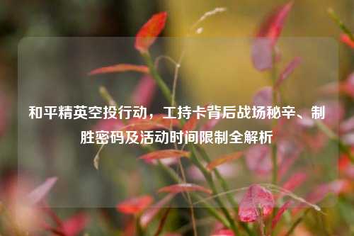 和平精英空投行动，工持卡背后战场秘辛、制胜密码及活动时间限制全解析