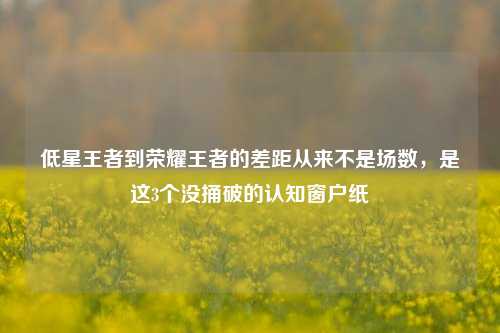 低星王者到荣耀王者的差距从来不是场数，是这3个没捅破的认知窗户纸