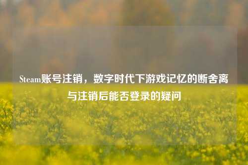 Steam账号注销,数字时代下游戏记忆的断舍离与注销后能否登录的疑问