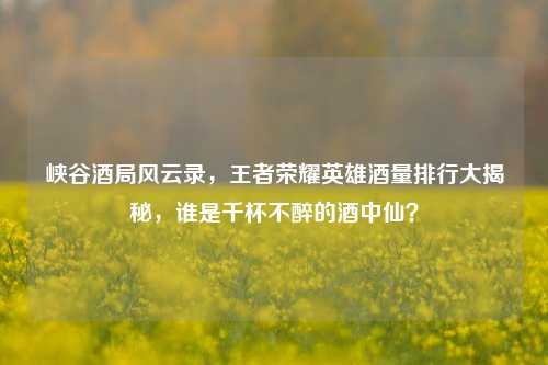 峡谷酒局风云录,王者荣耀英雄酒量排行大揭秘,谁是千杯不醉的酒中仙?