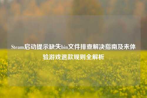 Steam启动提示缺失bin文件排查解决指南及未体验游戏退款规则全解析
