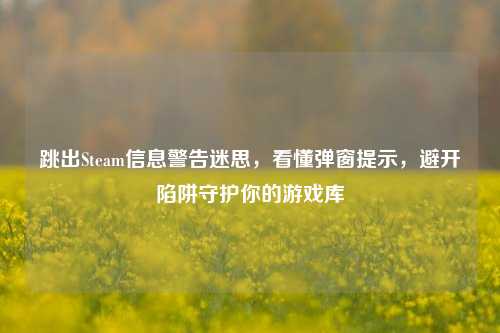 跳出Steam信息警告迷思，看懂弹窗提示，避开陷阱守护你的游戏库