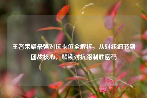 王者荣耀最强对抗卡位全解析,从对线细节到团战核心,解锁对抗路制胜密码