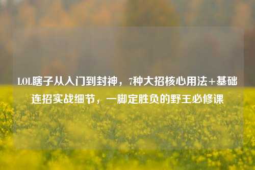 LOL瞎子从入门到封神,7种大招核心用法+基础连招实战细节,一脚定胜负的野王必修课