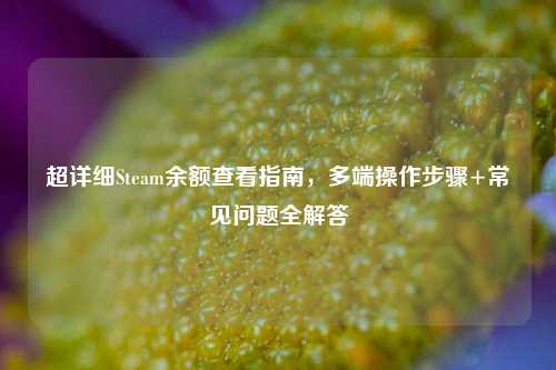 超详细Steam余额查看指南，多端操作步骤+常见问题全解答