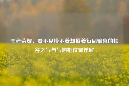 王者荣耀，看不见摸不着却攥着每局输赢的峡谷之气与气泡框位置详解