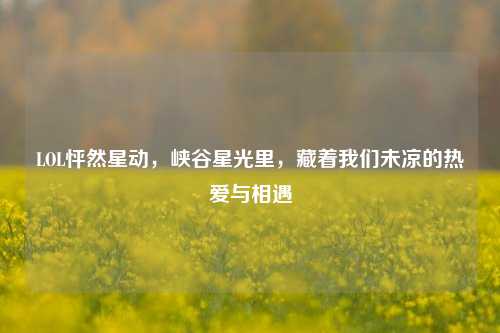 LOL怦然星动，峡谷星光里，藏着我们未凉的热爱与相遇