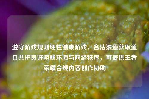 遵守游戏规则理性健康游戏,合法渠道获取道具共护良好游戏环境与网络秩序,可提供王者荣耀合规内容创作协助