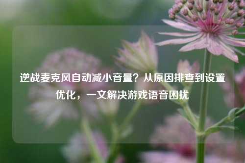 逆战麦克风自动减小音量?从原因排查到设置优化,一文解决游戏语音困扰