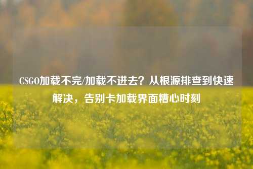 CSGO加载不完/加载不进去？从根源排查到快速解决，告别卡加载界面糟心时刻