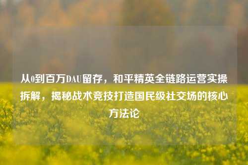 从0到百万DAU留存，和平精英全链路运营实操拆解，揭秘战术竞技打造国民级社交场的核心方法论
