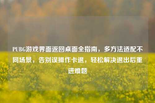 PUBG游戏界面返回桌面全指南,多方法适配不同场景,告别误操作卡退,轻松解决退出后重进难题