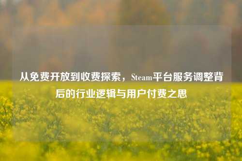 从免费开放到收费探索,Steam平台服务调整背后的行业逻辑与用户付费之思