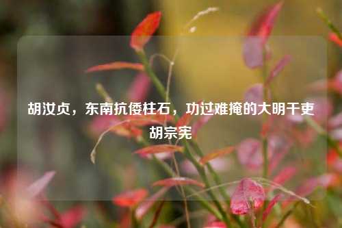 胡汝贞,东南抗倭柱石,功过难掩的大明干吏胡宗宪