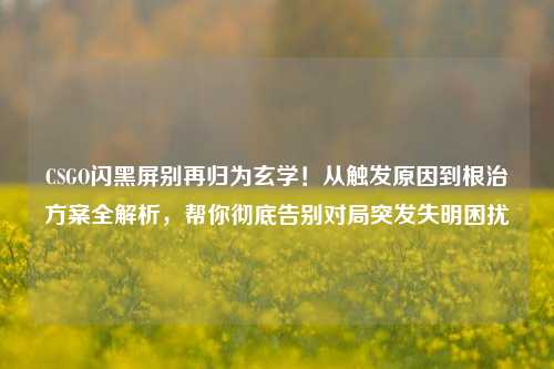 CSGO闪黑屏别再归为玄学！从触发原因到根治方案全解析，帮你彻底告别对局突发失明困扰