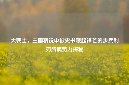 大戟士,三国精锐中被史书藏起锋芒的步兵利刃所属势力探秘
