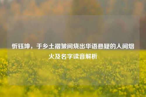 忻钰坤,于乡土褶皱间烧出华语悬疑的人间烟火及名字读音解析