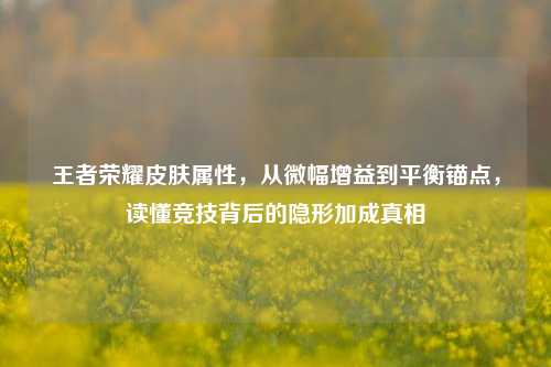 王者荣耀皮肤属性,从微幅增益到平衡锚点,读懂竞技背后的隐形加成真相
