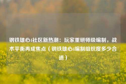 钢铁雄心4社区新热潮:玩家重研师级编制,战术平衡再成焦点(钢铁雄心4编制组织度多少合适)