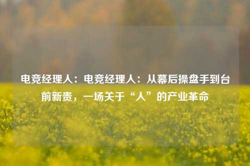 电竞经理人:电竞经理人:从幕后操盘手到台前新贵,一场关于“人”的产业革命