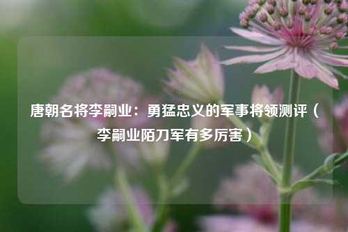 唐朝名将李嗣业:勇猛忠义的军事将领测评(李嗣业陌刀军有多厉害)