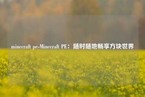 minecraft pe-Minecraft PE：随时随地畅享方块世界